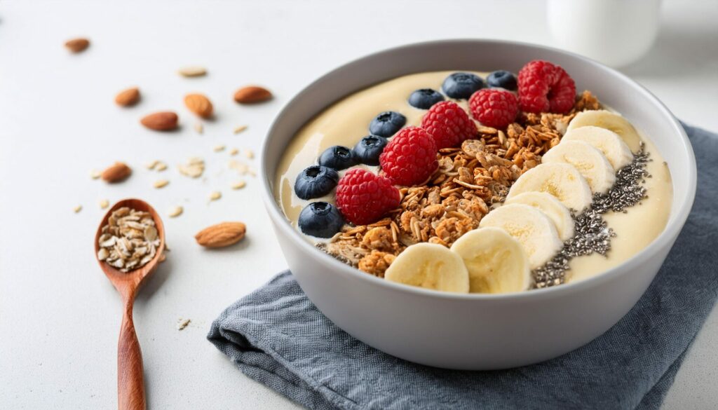 desayuno con mantequilla de almendras